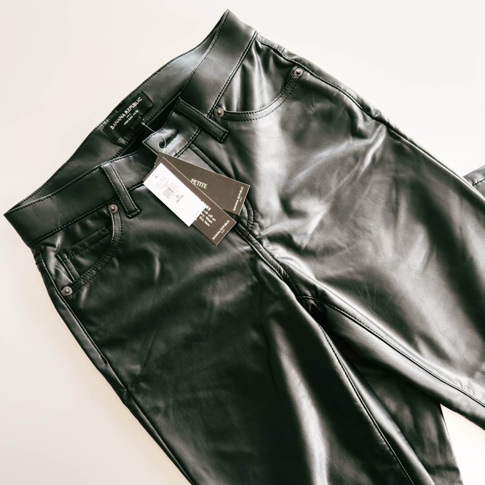 Banana Republic Black High-Rise Faux Leather Pants